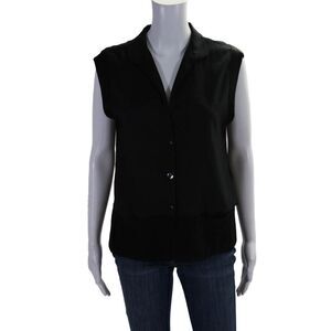 Alice Roi Womens Button Down Collared Sleeveless Tank Top Black Size 10